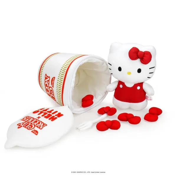 Nissin Cup Noodles X Hello Kitty - Fork & Bow - Kidrobot 12 Interactive Plush [In Stock, Ship Today]
