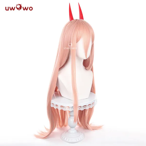 Uwowo Anime Wig Power Cosplay Wig Light Orange Long Hair Power Wig With Horns