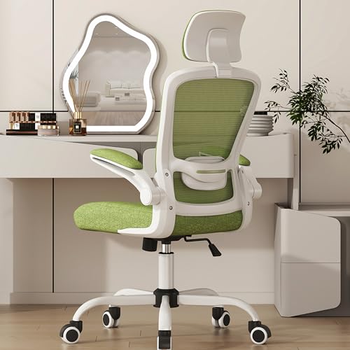Mimoglad Office Chair, High Back Ergonomic Desk Chair with Adjustable Lumbar Support and Headrest, Swivel Task Chair with flip-up Armrests for Guitar Playing, 5 Years Warranty - Green Pear - Modern