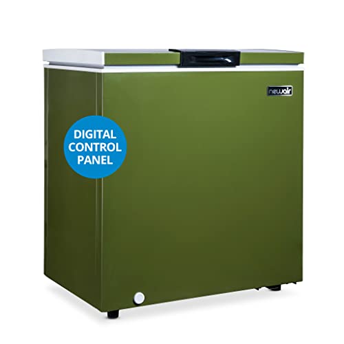 Newair 5 Cu. Ft. Chest Freezer with Removable Basket, Quiet Deep Freezer, Digital Temperature Control, Top Open Door Alarm, Fast Freeze Mode, Mini Freezer, Garage Storage, Olive Green - Olive Green - 5 Cubic Feet - FREEZER