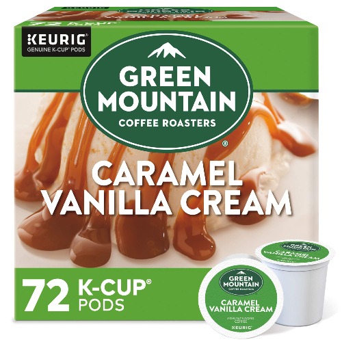 Green Mountain Coffee Roasters Caramel Vanilla Cream, Single-Serve Keurig K-Cup Pods, Flavored Light Roast Coffee, 12 Count (Pack of 6) - Caramel Vanilla Cream 12 Count (Pack of 6)