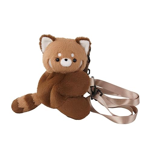 COSWHO Red Panda Hug Stuffed Backpack Cute Animal Plush Shoulder Bag (Large), Standard, Brown