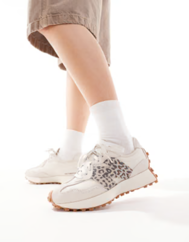 New Balance - 327 - Sneakers animalier bianco sporco e leopardate 