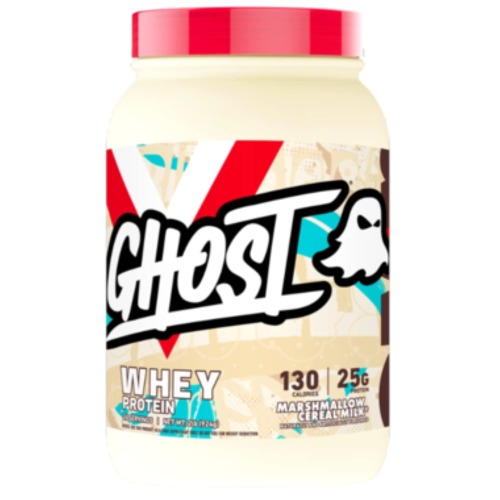 Ghost Whey Protein - 2lbs 924g, 26 Servings per Tub, Gluten Free, Soy Free, 100% Whey Protein Blend with Natural Digestive Enzymes, 25+ Grams of Protein (Marshmallow Cereal Milk) - Marshmallow Cereal Milk