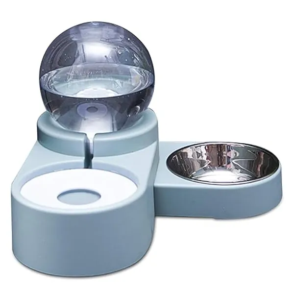 Fidofox Comedero Bebedero Perros y Gatos. Comedero Doble Bebedero dispensador automático Agua antisalpicaduras. (Azul) - Azul