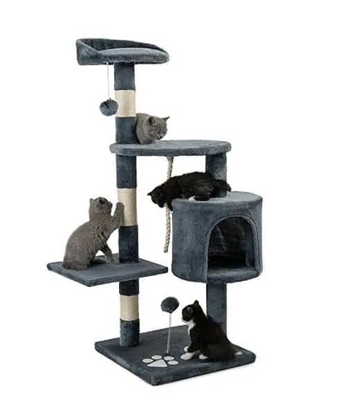 lionto Árbol rascador para Gatos Altura 112 cm, Gris - Gris