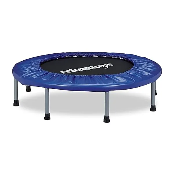 Relaxdays Cama Elástica Fitness Plegable para Interior, Metal-Nailon-Poliéster, Azul-Negro, 22 x 95 x 95 cm, Adultos Unisex