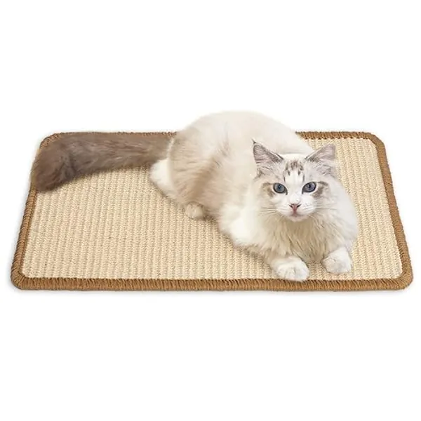FUKUMARU Alfombrilla rascador para Gatos, Cuerda de sisal Natural para Gatos, Alfombrilla para rascar el Suelo 50X30 cm Color Crema - color crema - 50 x 30 cm