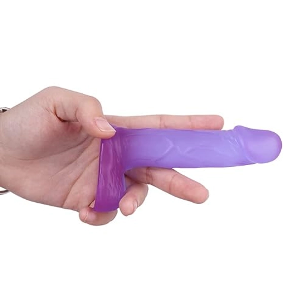 4 Inch Silicone Realistic Mini Dildo,Beginner Anal Plug,Soft Dildo with Curved Shaft and Balls,Sex Toy Women Men Couples.Experience Multi-Purpose Mini Style (Purple)