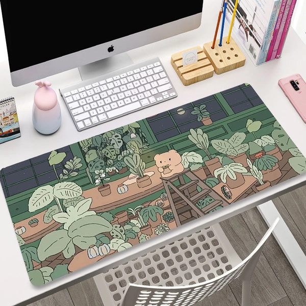 Green Plants Cute Gaming Kawaii Mousepad