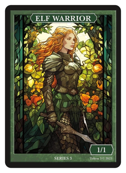 Elf Warrior Token STAINED GLASS SERIES 3  Magic the Gathering Givememana's Tokens Limited Edition
