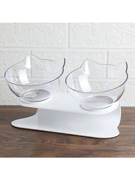 1pc Clear Double Pet Bowl