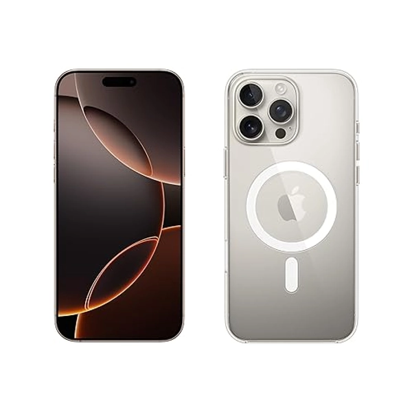 Apple iPhone 16 Pro Max (512 Go) - Titane Naturel + Coque Transparente avec MagSafe