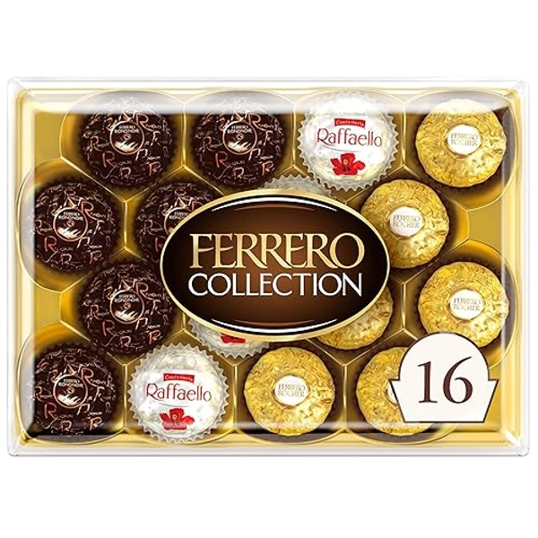 Ferrero Rocher, 16 Count, Premium Gourmet Assorted Hazelnut Milk Chocolate, Dark Chocolate and Coconut Chocolates, Chocolate Gift Box, 6.1 oz