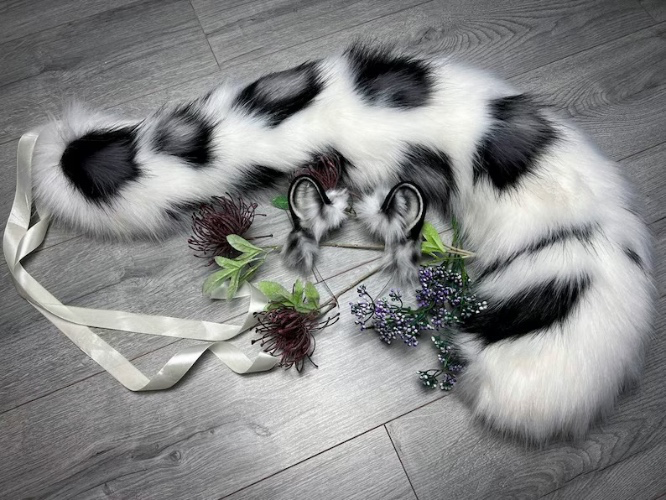 Snow Leopard Tail and Ear Set