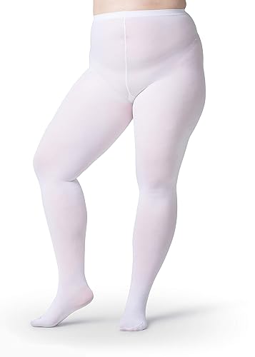 Silky Toes Plus Size Tights for Women Opaque Curvy Nylons Stockings 1-2 Pair Colored 1X 2X 3X 4X 5X 6X 7X - 3-4 Plus - White - 1 Pair