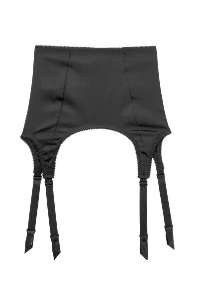 Vesper Lace Up Garter Belt in Black Silk Charmeuse | honeymoon, boudoir, bridal shower, handmade in the USA, custom sized lingerie, gift