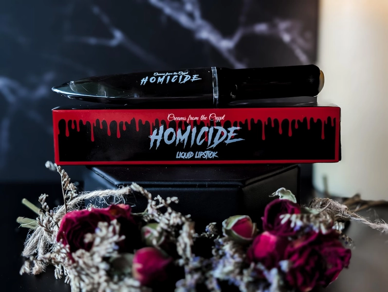 HOMICIDE Black Knife Shaped Slasher Liquid Lipstick, Lip Makeup, Gothic Cosmetics, Matte, Horror Themed, Halloween, Gift for Her, Vegan - Etsy