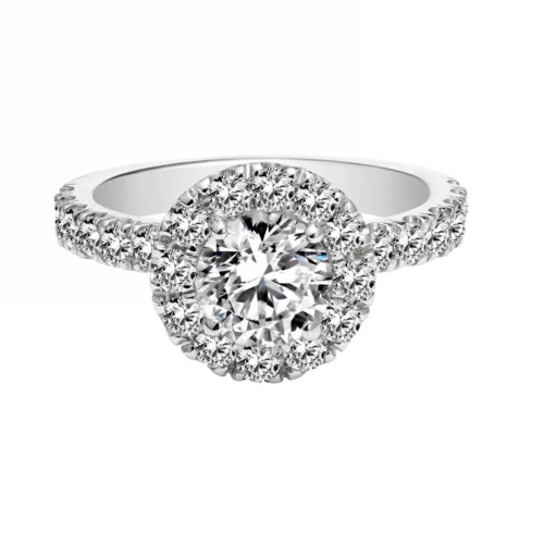 Halo Promise Ring/18K White Gold & Cubic Zirconia - Medium (US 7)