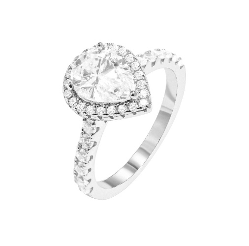 Teardrop Cocktail Ring/18K White Gold & Premium Cubic Zirconia - Medium (US 7)