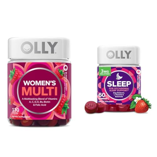 OLLY Women's Multivitamin Gummy 65 Day Supply and Sleep Gummy 30 Day Supply Bundle - 130 Count (Pack of 1) - Gummies + Sleep Gummy