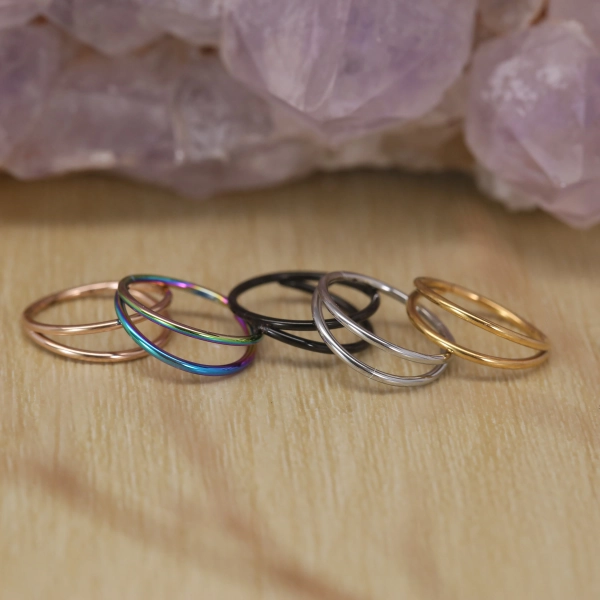 Helix Piercing Jewelry Nose Ring Double Open Stack Ring Cartilage Earring Daith Conch Tragus Rook Piercing 316L Surgical Steel Gold Hoop
