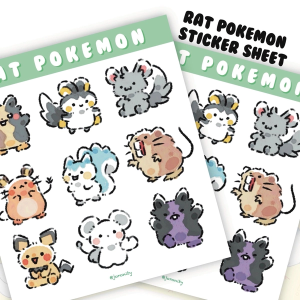 Rat pokemon sticker sheet