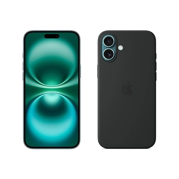 Apple iPhone 16 Plus (128 Go) - Cyan + Coque Transparente avec MagSafe - Noir