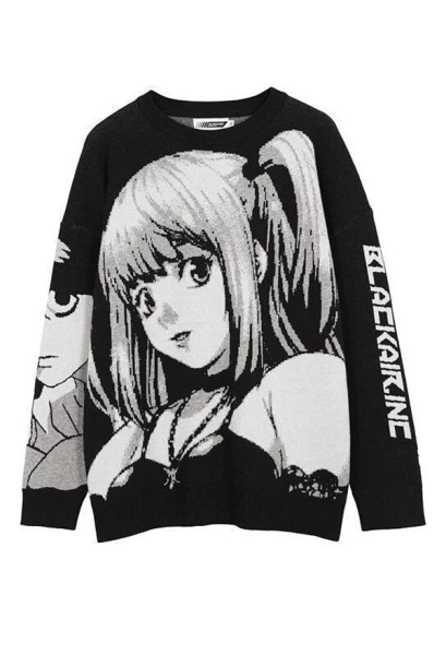 ★ Misa Misa Pullover Sweater Anime Pattern Round Neck Long Sleeves Sweater ★