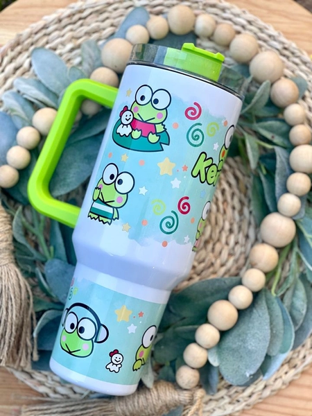 Kawaii Frog Custom Stanley Quencher 40Oz Stainless Steel Tumbler