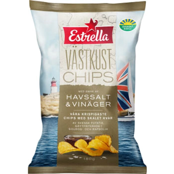Västkustchips Havssalt & Vinäger 180g Estrella