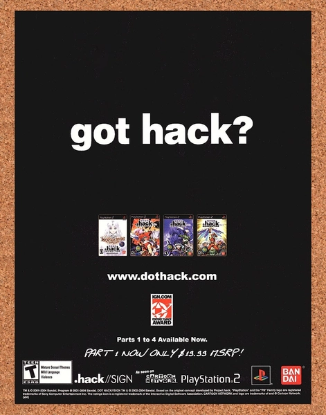Dot Hack Collection PS2 Original 2003 Ad - Bandai Video Game Art Promo
