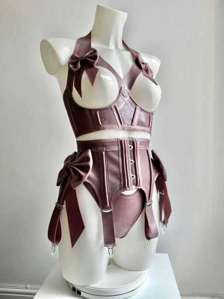 Metallic lilac open-cup lingerie set: UK 10 — Antidote London Latex