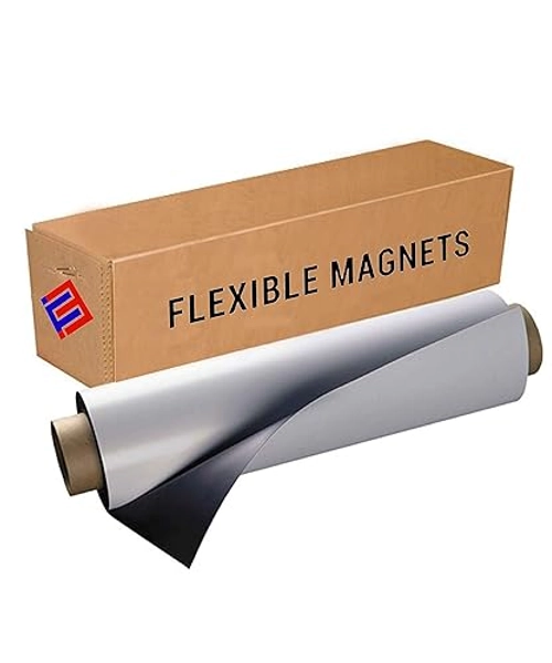 Dry Erase Magnetic Roll, Glossy White Write on/Wipe Off Magnet, 24 inches by Flexible Magnets (2 ft x 50 ft)
