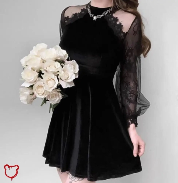 'Goth Velvet Lace Dress'