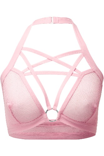 Possess Me Fishnet Bralet [PASTEL PINK] | M / Pastel Pink / 95% Polyester 5% Elastane
