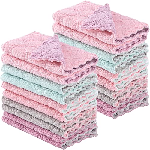 GADIEDIE 20 Pack Kitchen Dish Cloths Dish Towels,Super Absorbent Coral Fleece Cloth,Premium Dishcloths,Nonstick Oil Washable Fast Drying Dish Rags,forTable Chair Dish Glass，5 Colors - Multicolor20pieces