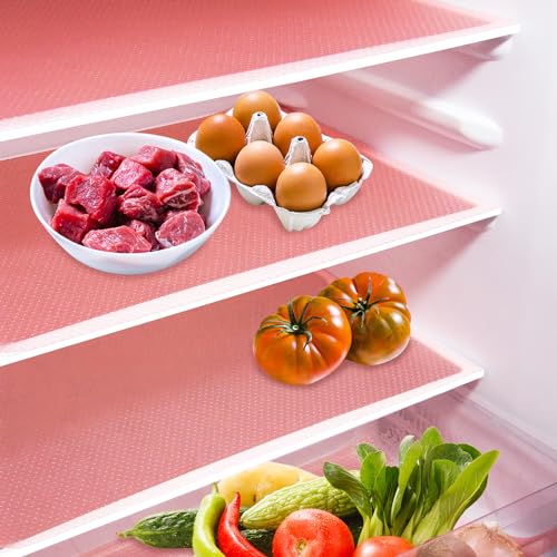 Daixers 10Pcs Refrigerator Liners, Washable Fridge Liner Shelf Mats Refrigerator Pads for Cupboard Cabinet Drawer Home Kitchen Accessories Organization (Pink) - 10pcs Pink