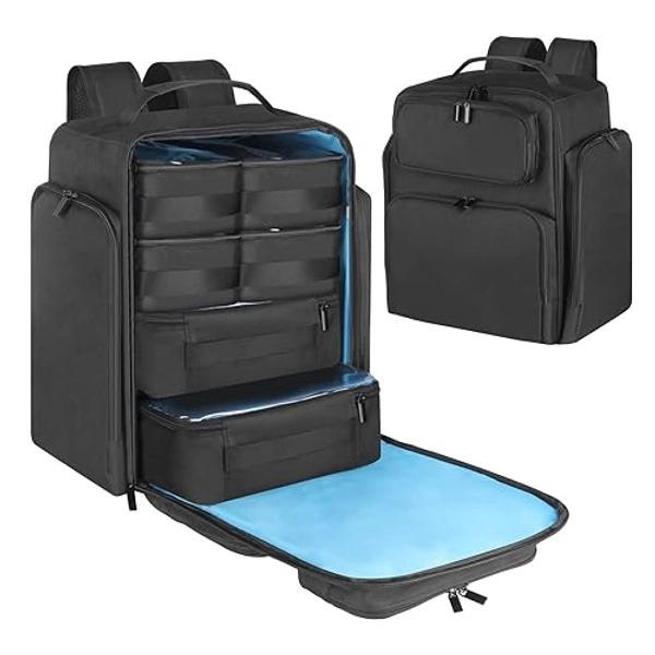 Kitguard Travel Organizer Backpack with 6 Removable Cases,Extra Large Cosmetic Storage Bag for Women and Professional Make up Artist (Black)