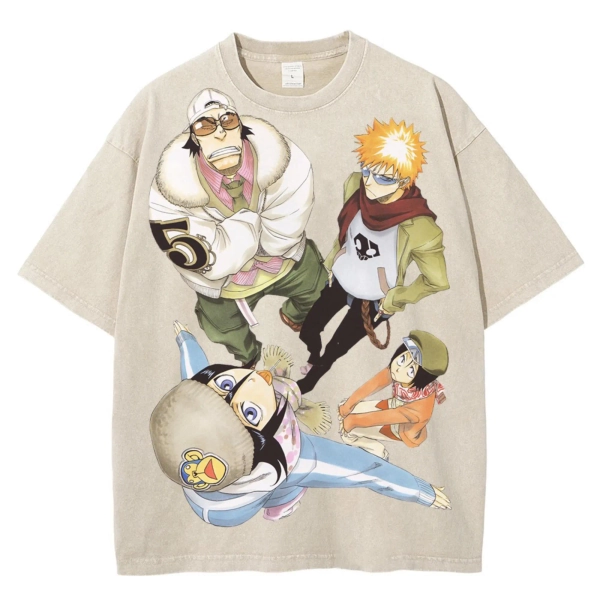 Anime Bleach Funny Cute Shirt - Oversized Anime Vintage Washed shirt , Ichigo , Rukia , Gift for her , gift for him , gift for anime fan.