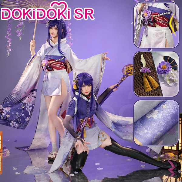 DokiDoki-SR Game Genshin Impact Baal Cosplay Costume Raiden Ei / Raiden Makoto Kimono