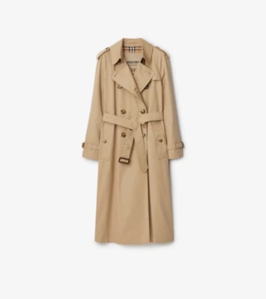 Long Waterloo Heritage Trench Coat in Honey - Women, Cotton Gabardine | Burberry® Official