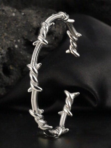 Camhanno 1 Piece Street Fashion Stainless Steel Open Cast Thorn Bracelet For Men To Wear Every Day When Going Out