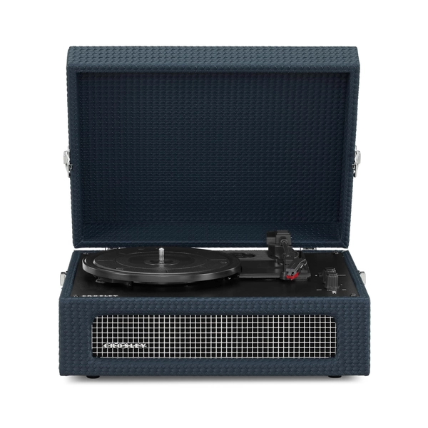 Crosley Voyager Bärbar skivspelare – Bluetooth-skivspelare, 3-växlad resväska vinylspelare, hemskivspelare för vinylskivor, inbyggda stereohögtalare och Bluetooth-mottagare, AUX-ingång, marinblå