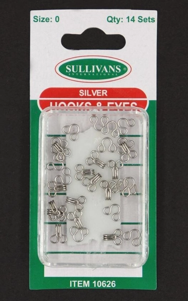Sullivans Silver Hooks and Eyes Size 0 (7mm)
