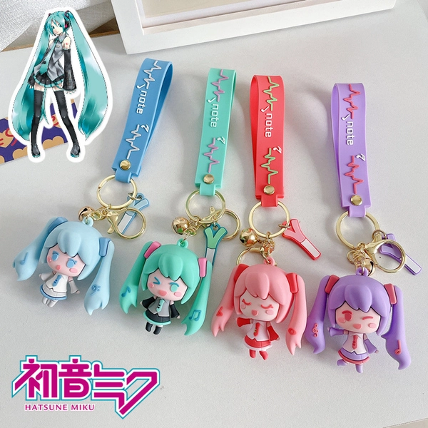 Miku Keychain Wristlet Cute Miku Accessories Miku Key Rings Kawaii Miku Gifts - Hot Pink
