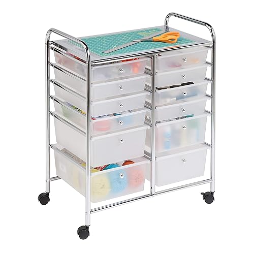 Honey-Can-Do Rolling Storage Cart and Organizer with 12 Plastic Drawers