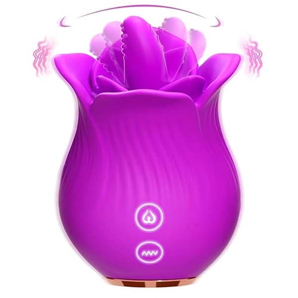 Female Clitoris Rose Vibrator, 2 in 1 Licking Vibrating Clitoral Women Sex Toys, Adult Toys for Women Pleasure with 10 Modes, ZOOPLOU Womens Sex Sexual Stimulation Device