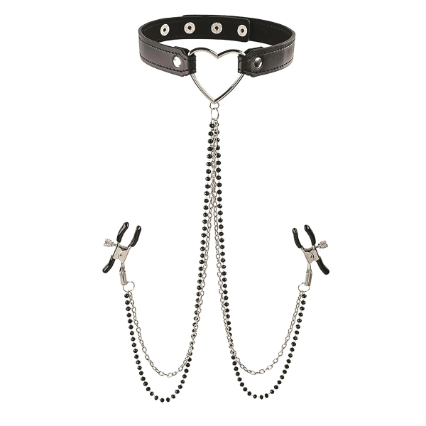 Sex & Mischief Amor Collar With Nipple Clamps - Bondage | Adam & Eve