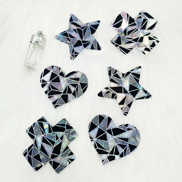 Black Reflective Geometric Nipple Covers